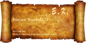 Becze Kornél névjegykártya